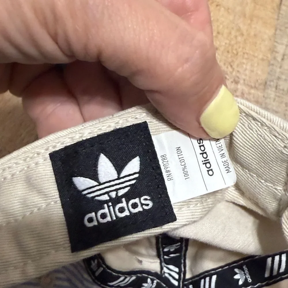 Adidas Trefoil Hat Cap Strap Back Military Beige Black Logo Outdoor Casual Unise